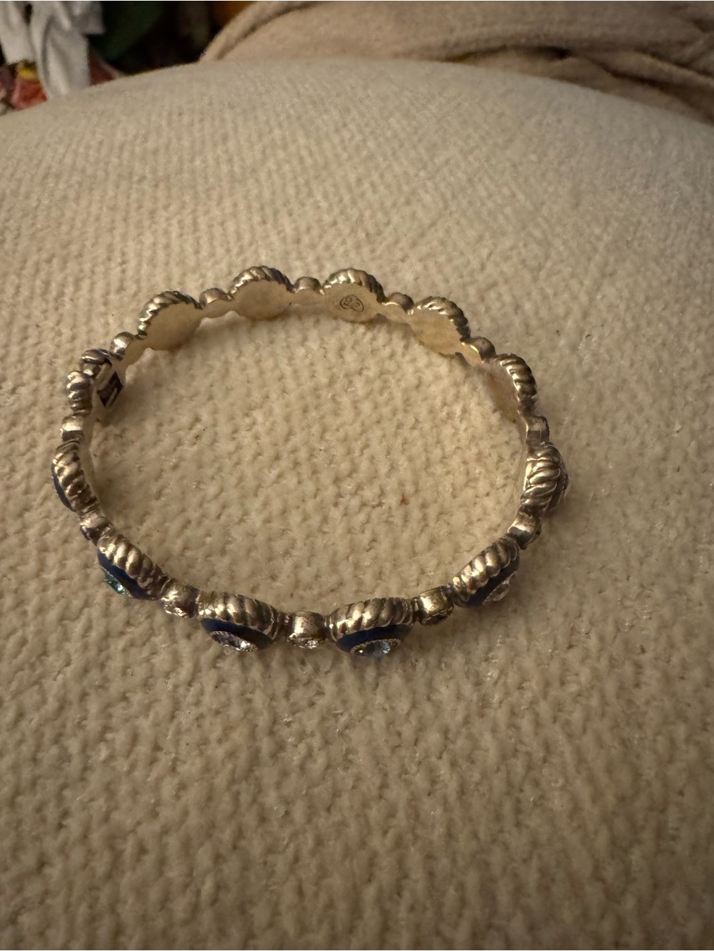 Silver-Tone Blue & Teal Crystal Circle Stretch Bracelet - Picture 5 of 8